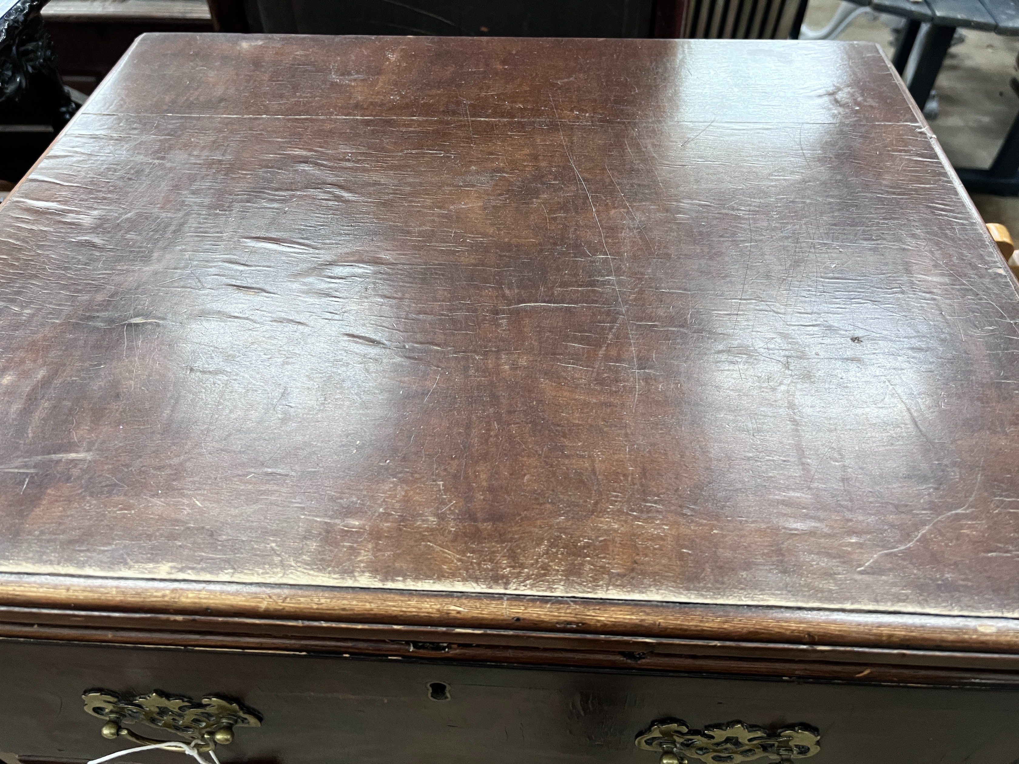 An 18th century style walnut three drawer chest, width 60cm *Please note the sale commences at 9am.
